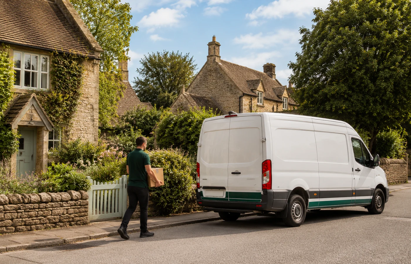 Local clearance service arriving at a tidy Wiltshire home.